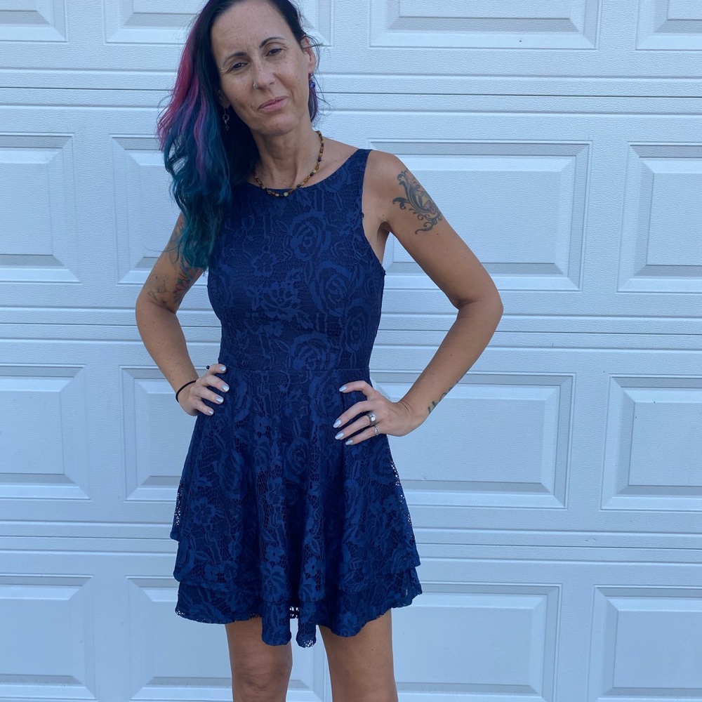 Navy blue lace dress